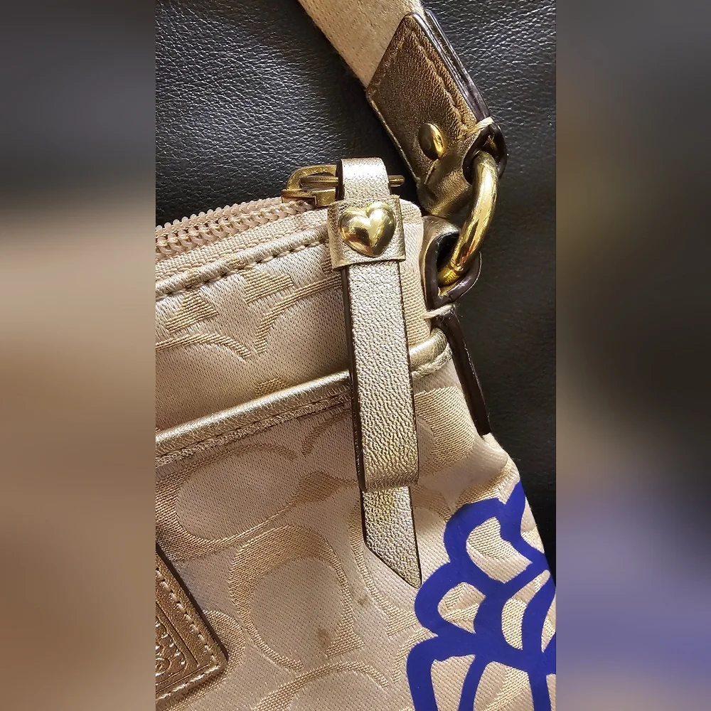 Coach Daisy Floral print Y2K Cream canvas Signature Swing Poppy Crossbody EUC - Picture 4 of 16
